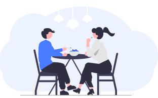 Illustration d'un couple à table
