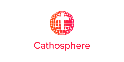 Heavn : Image d'un logo composé d'un globe rouge et blanc avec une croix, suivi du texte « Cathosphere » en rouge en dessous.