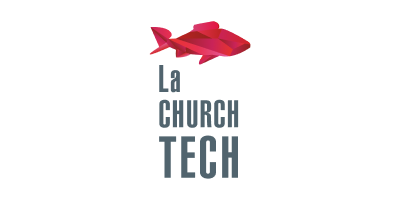 Heavn : Logo de « La Church Tech » présentant un motif de poisson rouge abstrait au-dessus du texte.